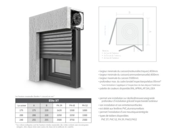 Volets roulants - Stores supérieurs Elite XT